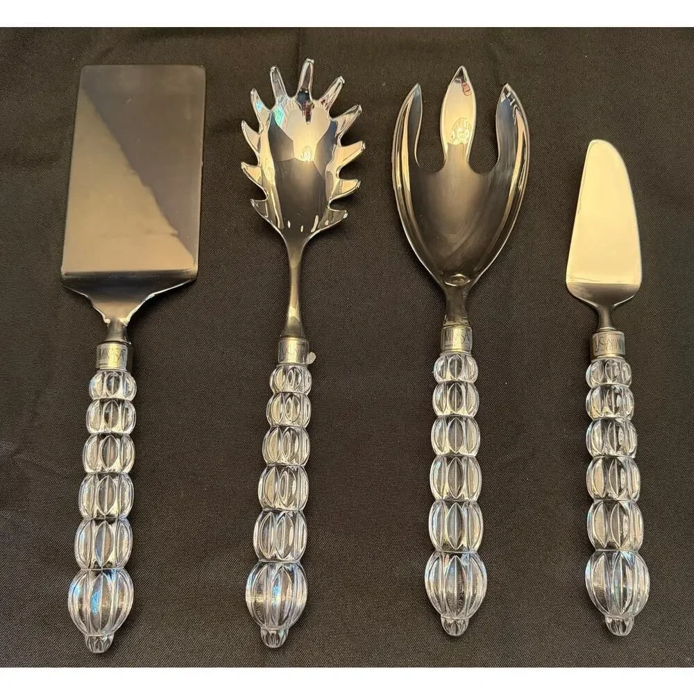 Vintage Glam Mikasa Rousseau 4-Piece Serving Set Austrian Crystal & Silverplate